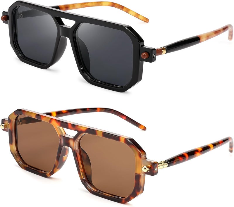FEISEDY Vintage Square 70s Flat Aviator Sunglasses Women Men Classic Retro Stylish Frame UV400 Sunglasses B2622 - Image 1
